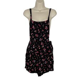 * Free People Sweet in the Streets Black Floral Overall Shorts Size Xs Romper *